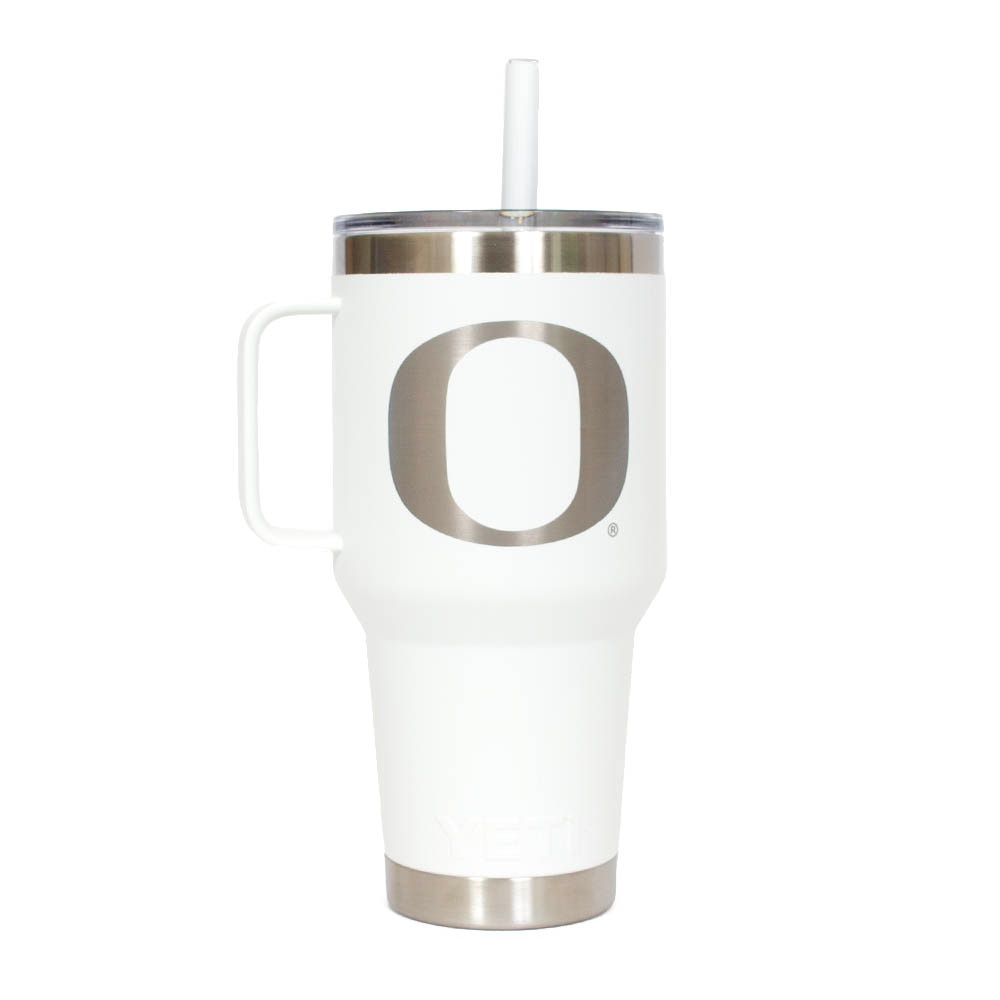 Classic Oregon O, YETI, White, Tumblers, Metal, Home & Auto, Rambler, Straw, Handle, 35 ounce, 1009067